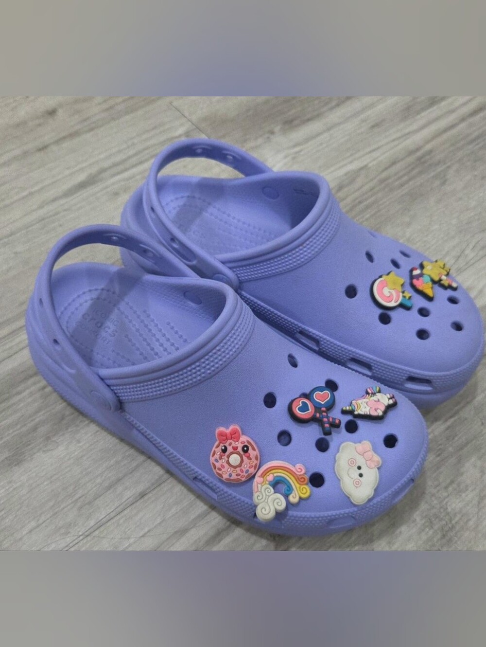 CROCS Kids Purple Clog Sandals with Colorful Jibbitz Charms